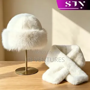 Ladies Faux Mink Fur Hat + Scarf Set