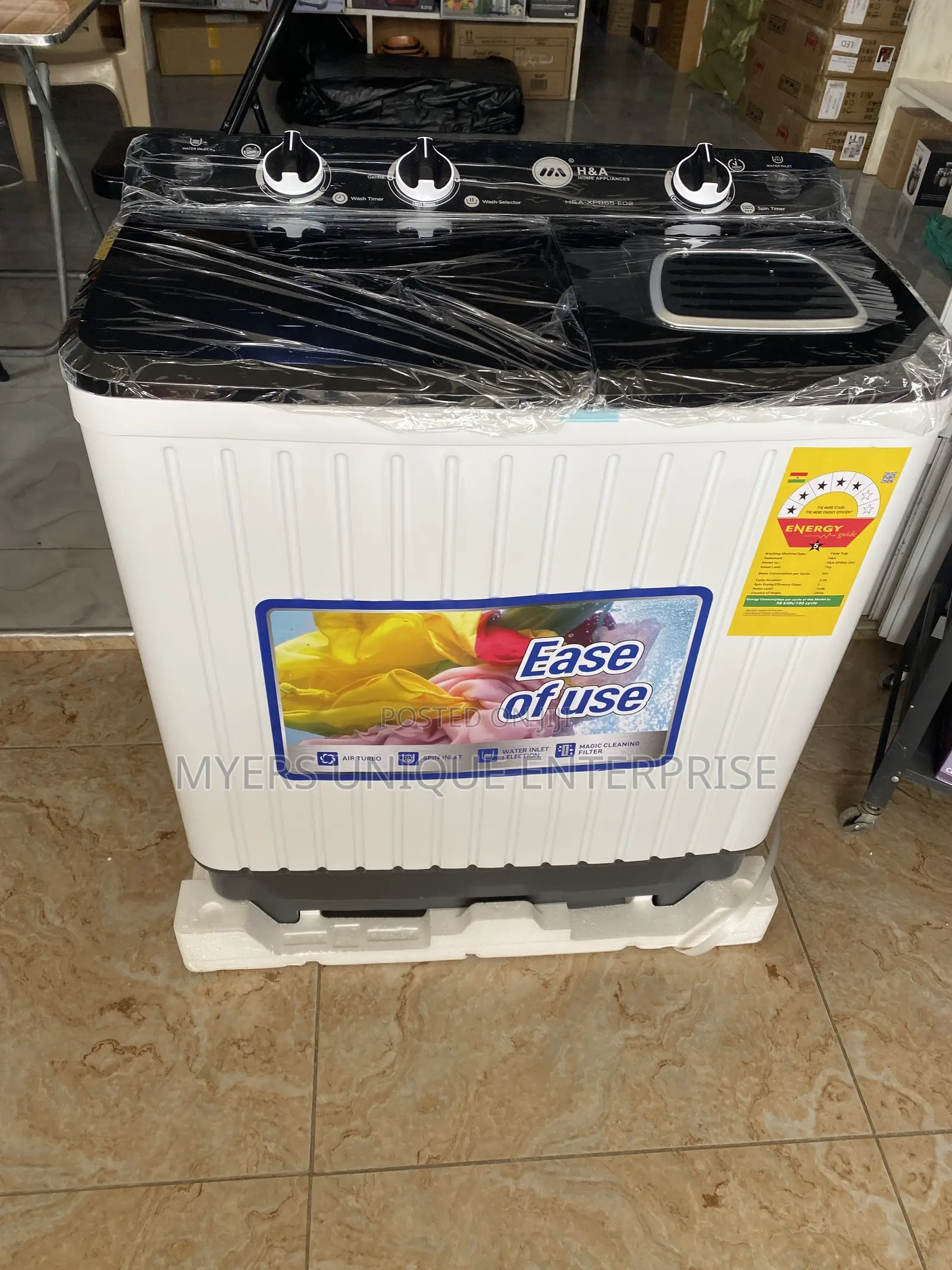 220V Twin Tub Washing Machine - Plug and Use