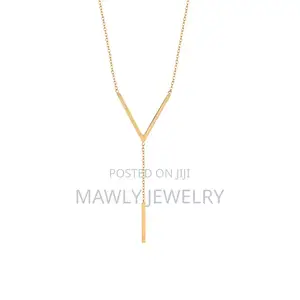 Gold v-Bar Lariat Necklace