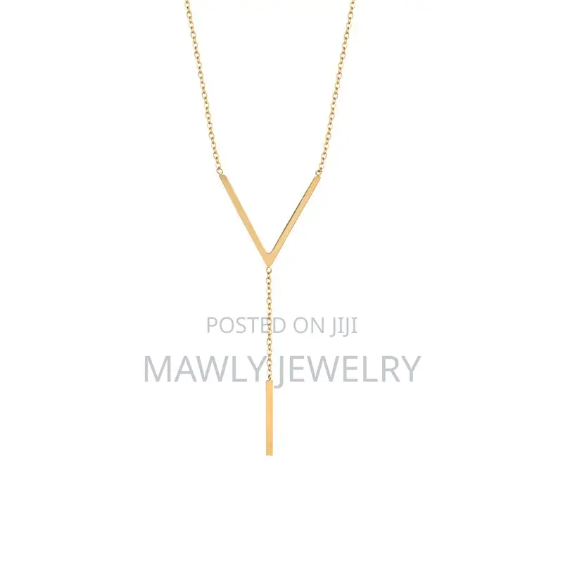Gold v-Bar Lariat Necklace