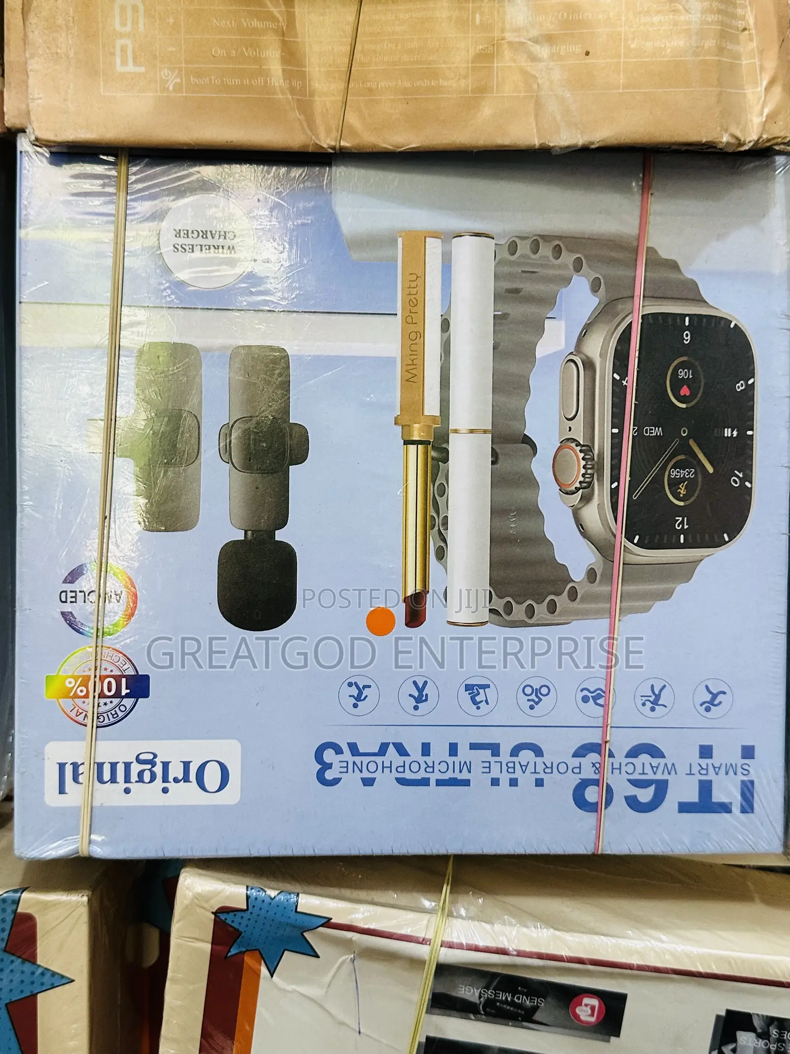 IT68 Ultra 3 Smart Watch and Portable Microphone Combo Set