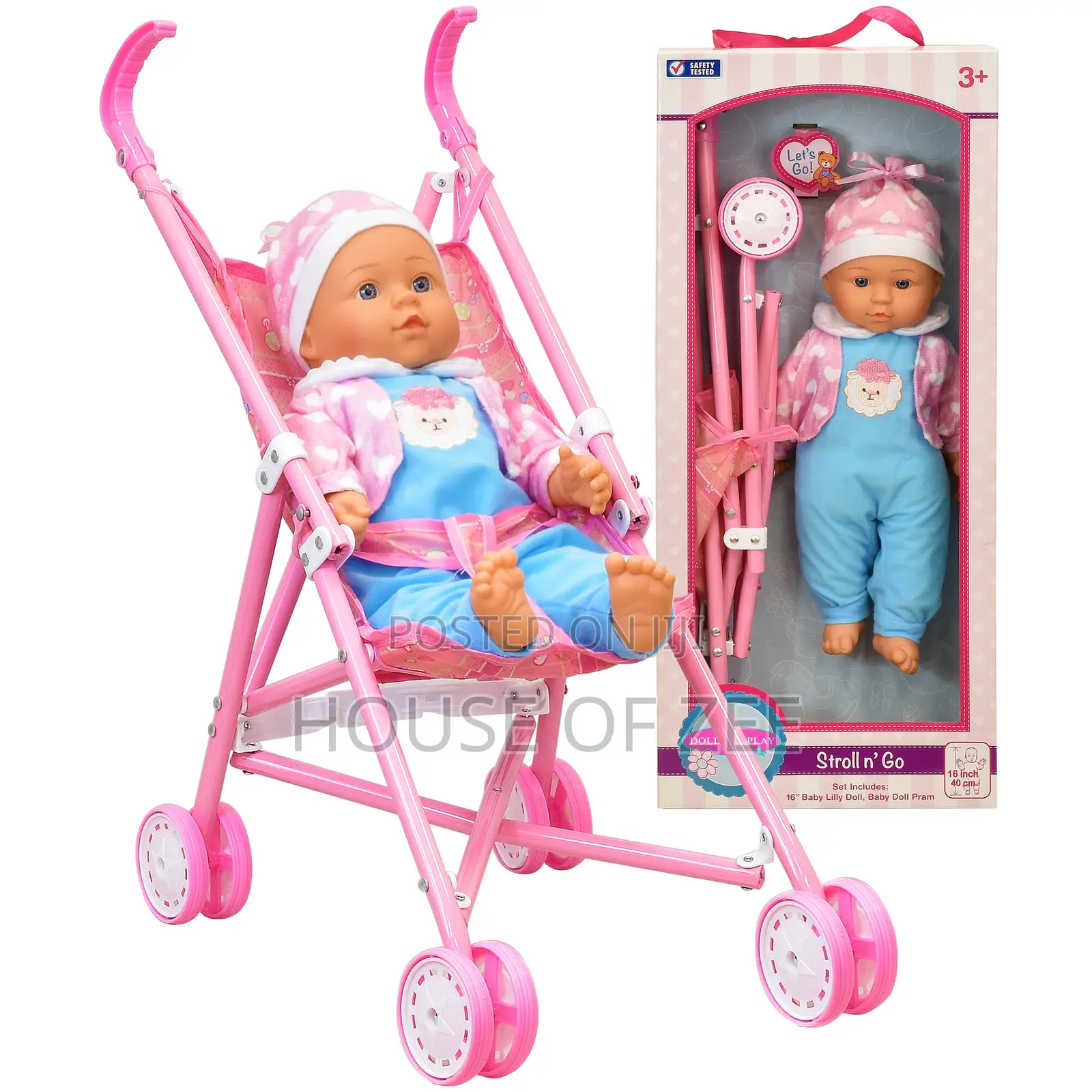 Adorable Pink Doll Stroller for Kids