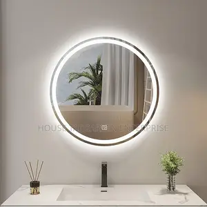 Round LED Bathroom Mirror With Touch Sensor Backlit Halo Light