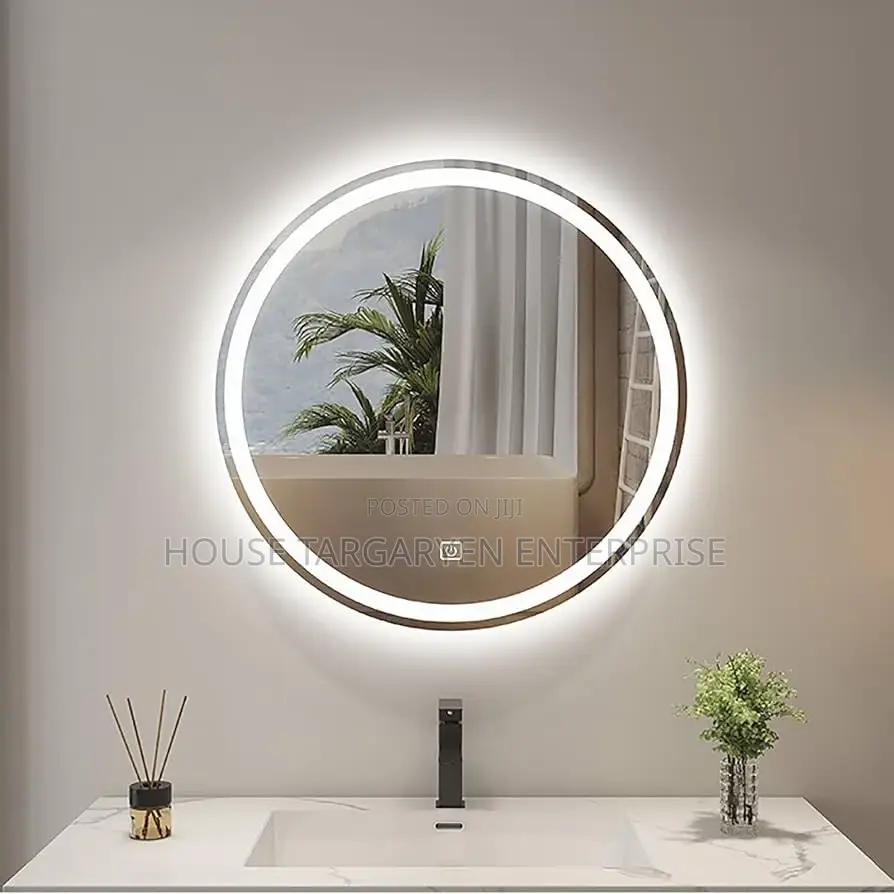 Round LED Bathroom Mirror With Touch Sensor Backlit Halo Light