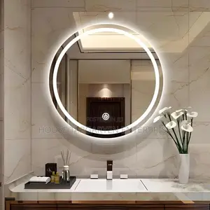 Round LED Bathroom Mirror With Touch Sensor Backlit Halo Light