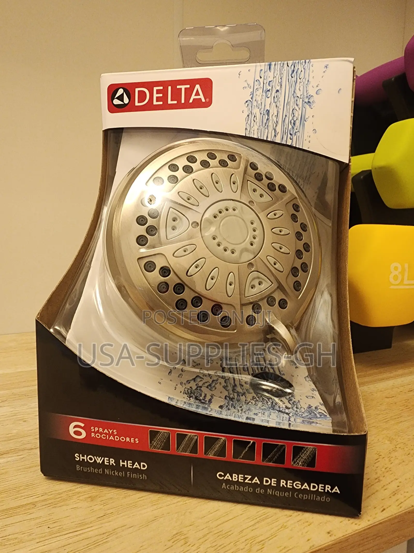 Delta 6-Spray Shower Head in Brushed Nickel Finish From USA Home Depot