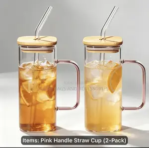 Cute Glass Cup With Lid and Straw