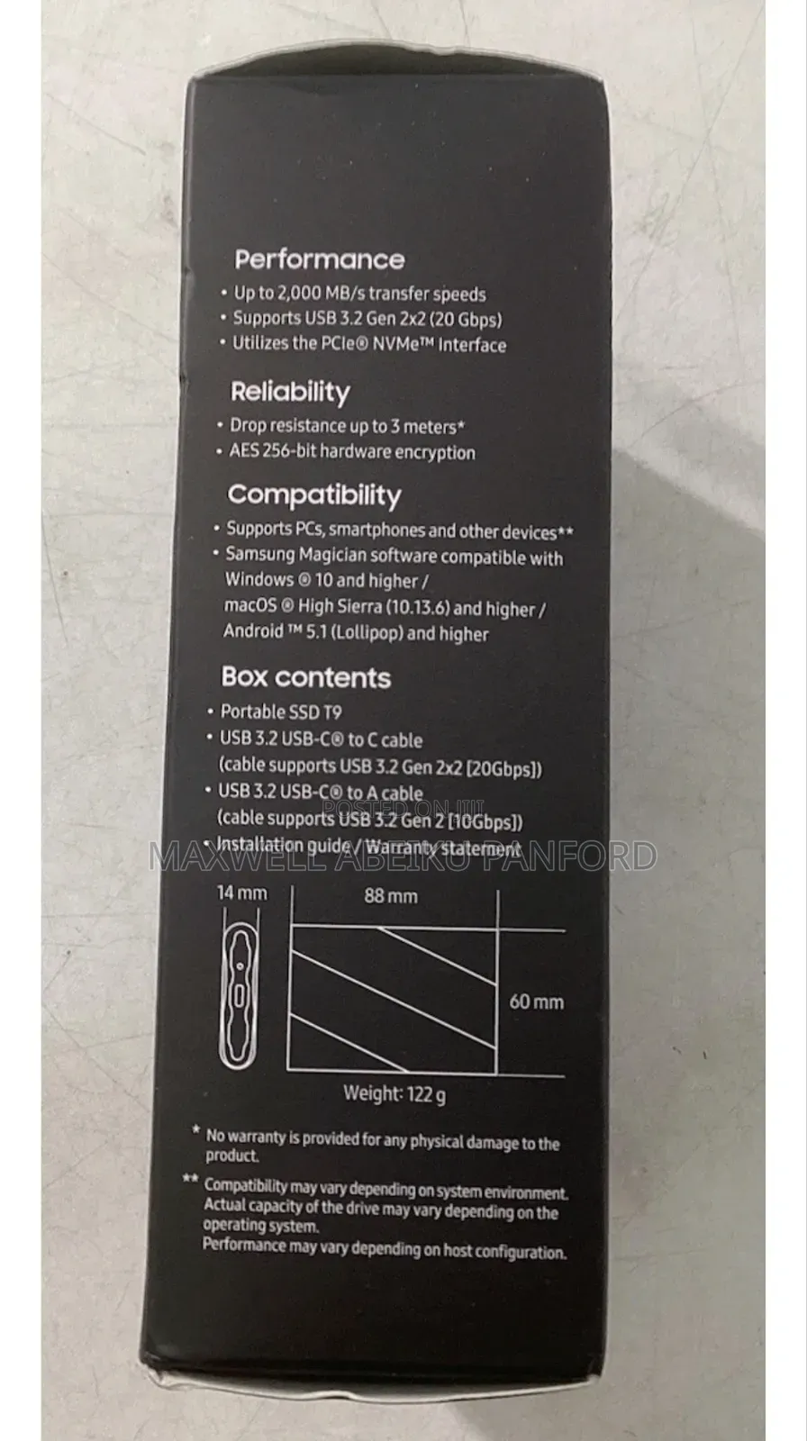 Samsung T9 1TB, External (MU-PG1T0B/AM) Solid Slate Drive