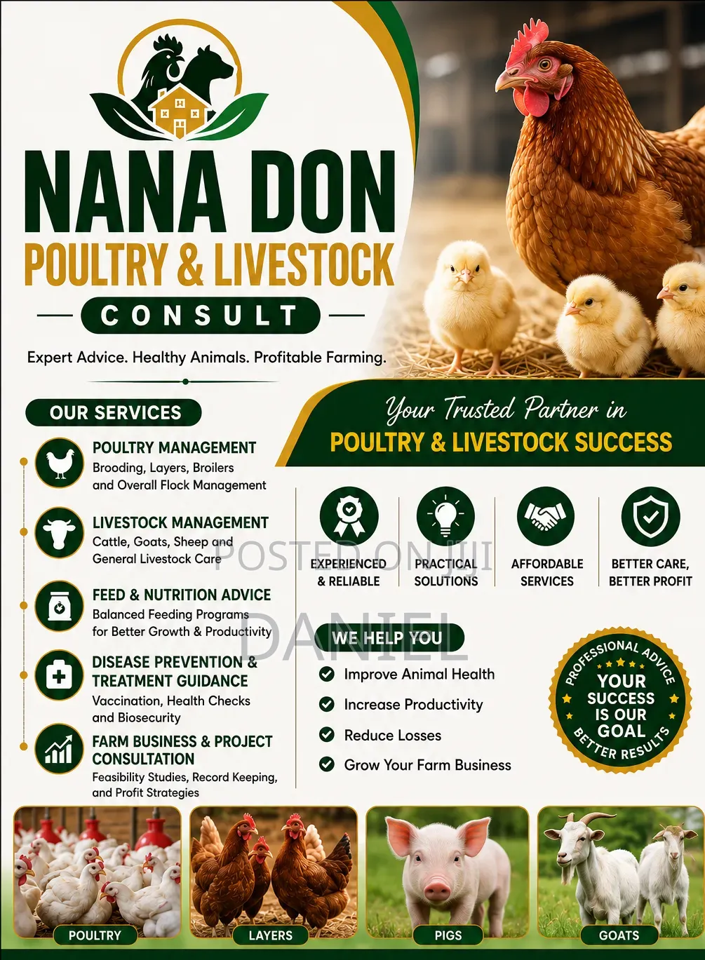 Livestock Production Specialist (Specializing in Poultry Pig Farming