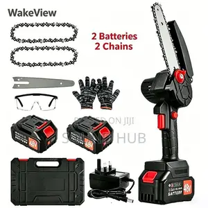6-Inch 48V Cordless Chainsaw, 2 Batteries 2 Replacement Chains