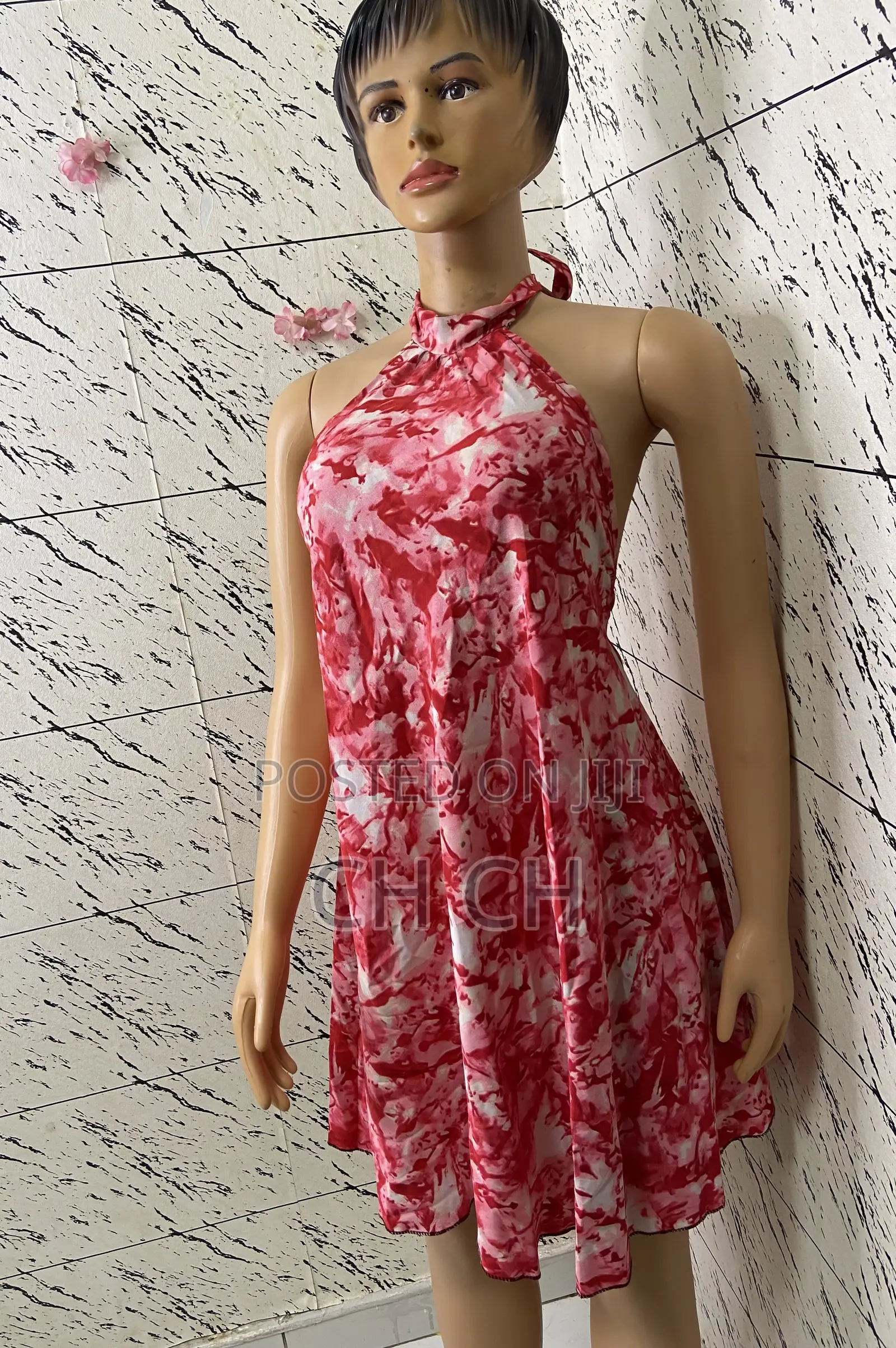 Pretty Chic Sleeveless Pink Bare Back Halter Dress