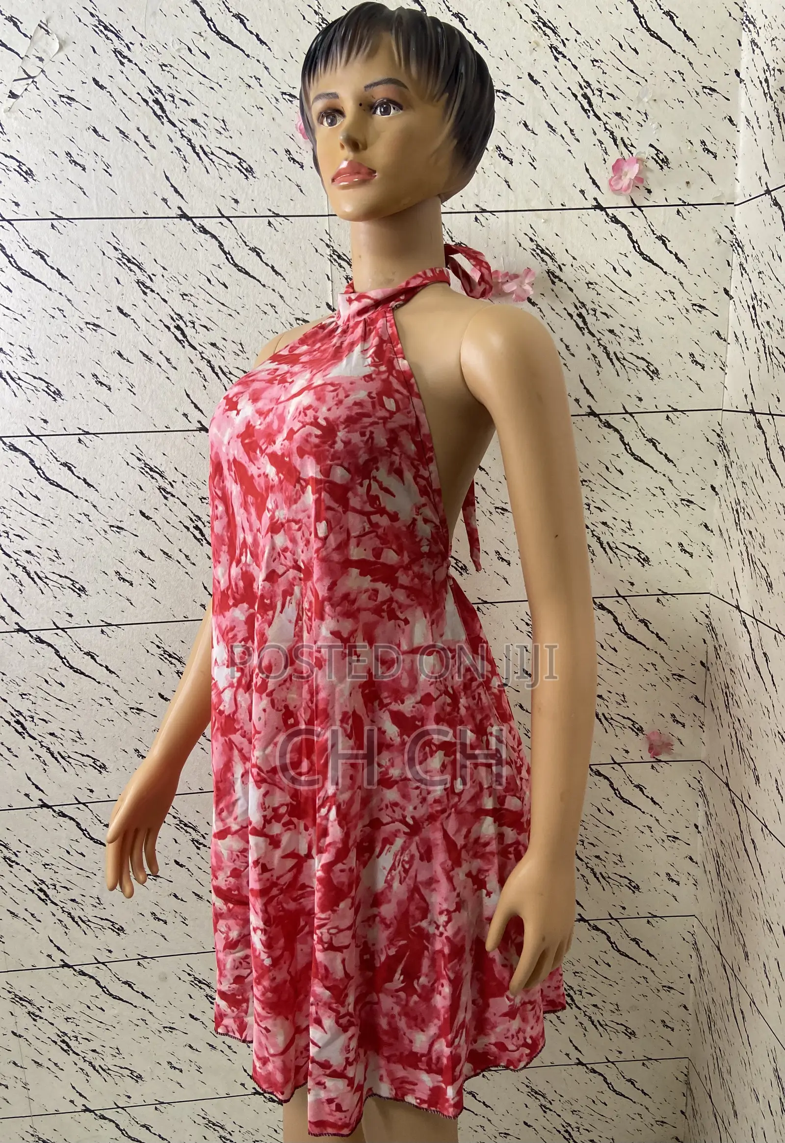 Pretty Chic Sleeveless Pink Bare Back Halter Dress