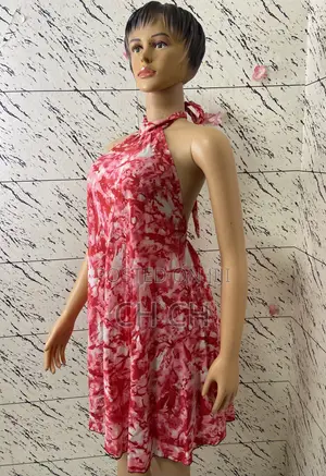 Pretty Chic Sleeveless Pink Bare Back Halter Dress