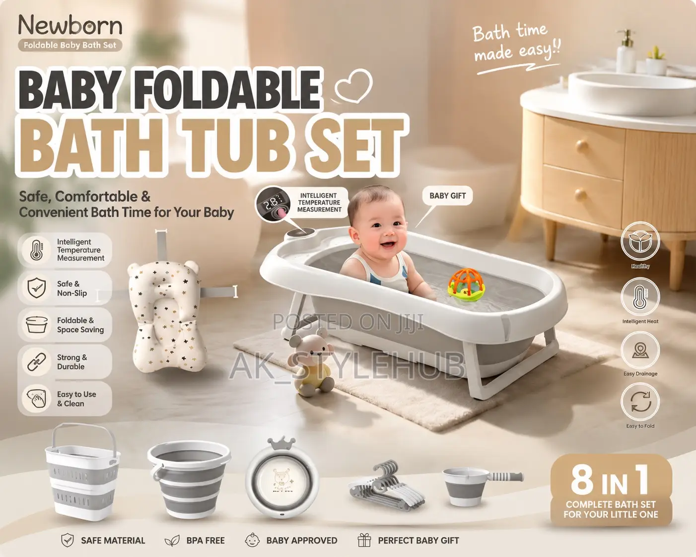 Foldable Baby Bath Set 8 in 1