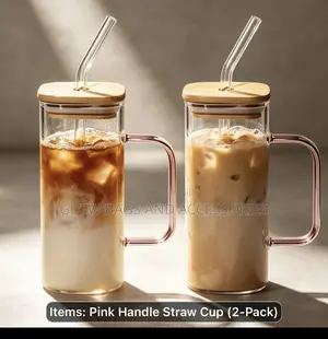 Cute Glass Cup With Lid and Straw