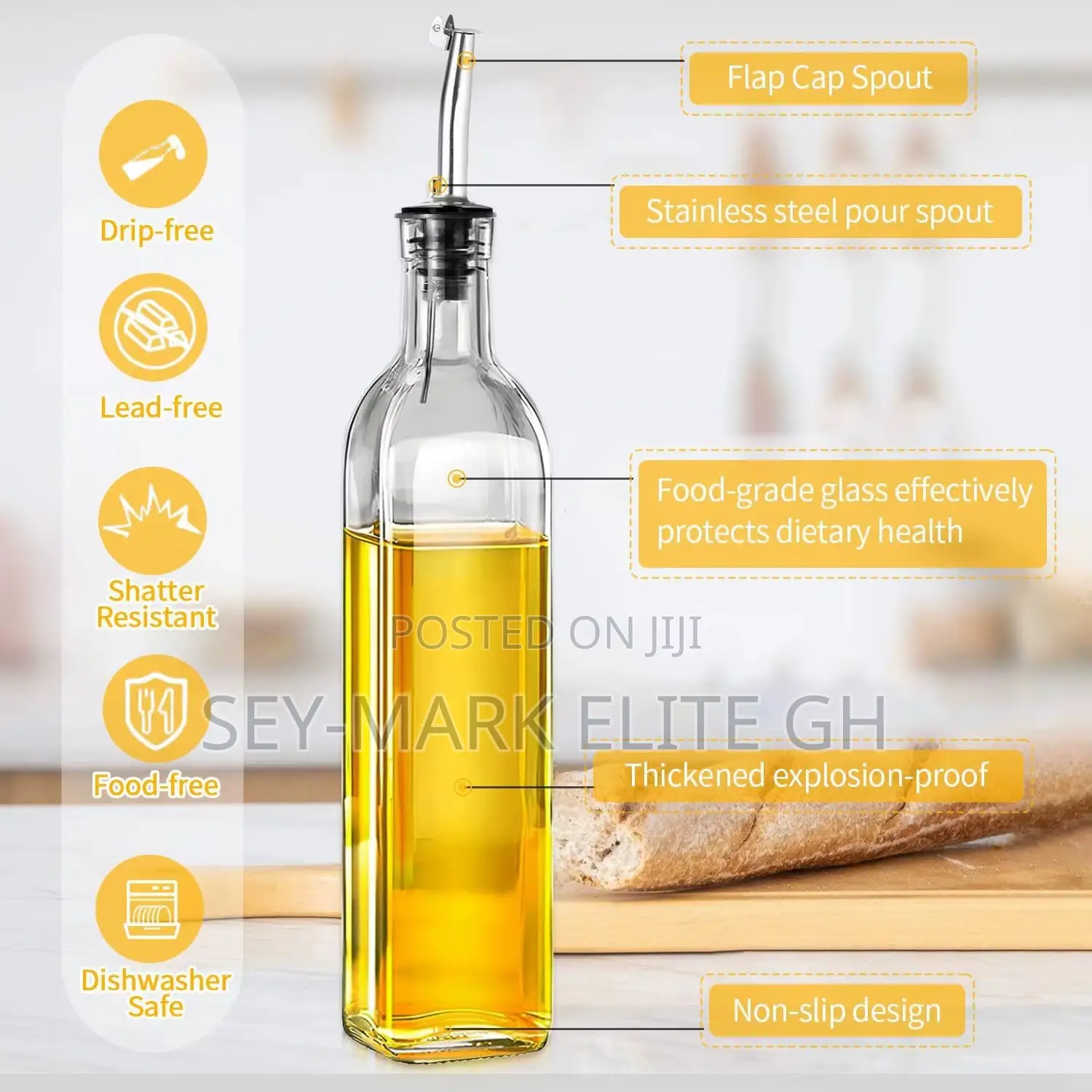 2pcs Glass Oil Dispenser Bottle With Acessories