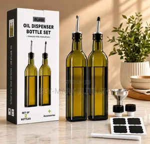 2pcs Glass Oil Dispenser Bottle With Acessories
