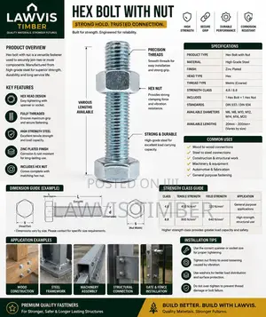 Hex Bolt With Nut | High-Strength Steel | Zinc Plated