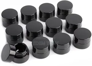 5g Thick Black UV Protection Small Glass Jars With Lids 5ml -12pcs
