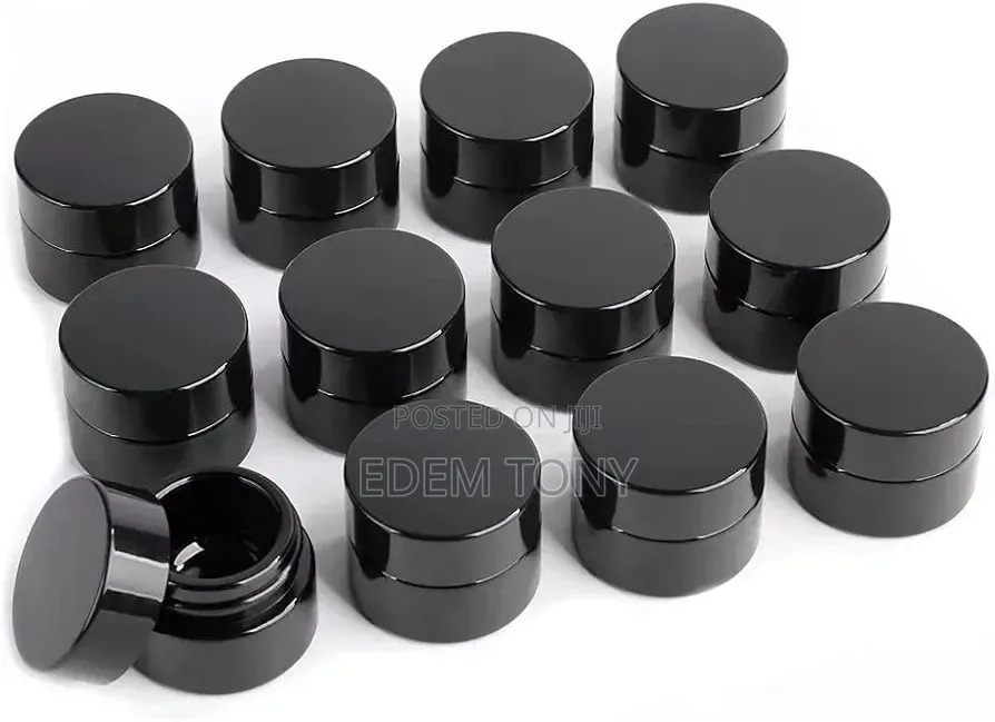 5g Thick Black UV Protection Small Glass Jars With Lids 5ml -12pcs
