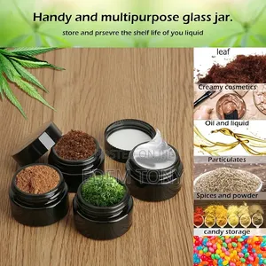 5g Thick Black UV Protection Small Glass Jars With Lids 5ml -12pcs