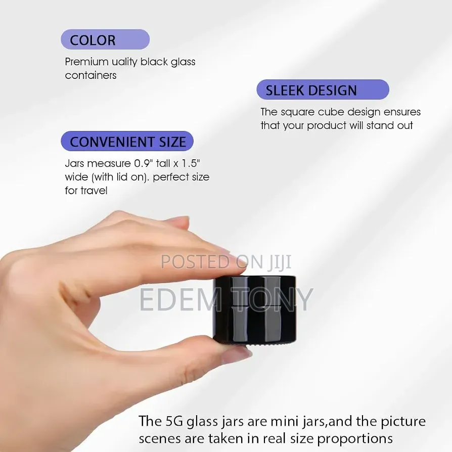 5g Thick Black UV Protection Small Glass Jars With Lids 5ml -12pcs