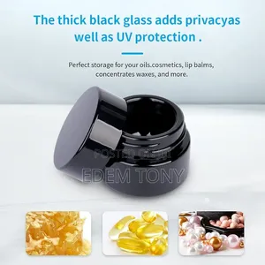 5g Thick Black UV Protection Small Glass Jars With Lids 5ml -12pcs