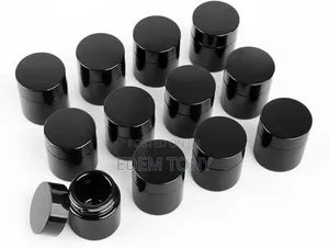 10g Thick Black UV Protection Small Glass Jars With Lids 10ml -12pcs