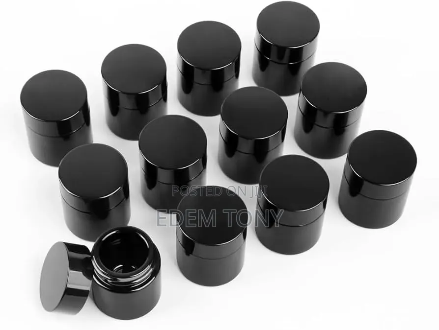 10g Thick Black UV Protection Small Glass Jars With Lids 10ml -12pcs