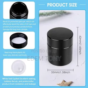 10g Thick Black UV Protection Small Glass Jars With Lids 10ml -12pcs