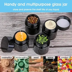 10g Thick Black UV Protection Small Glass Jars With Lids 10ml -12pcs