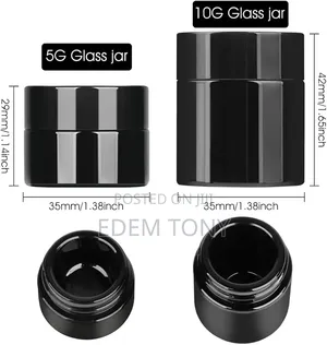 10g Thick Black UV Protection Small Glass Jars With Lids 10ml -12pcs
