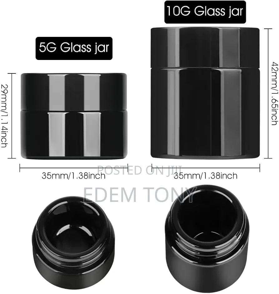 10g Thick Black UV Protection Small Glass Jars With Lids 10ml -12pcs