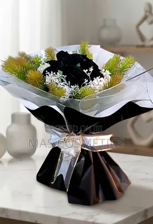 Artificial Flower Bouquet - 10 Black Roses