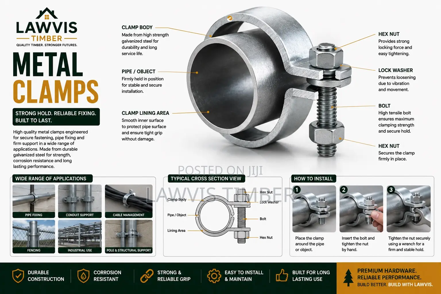 Heavy-Duty Metal Pipe Clamp