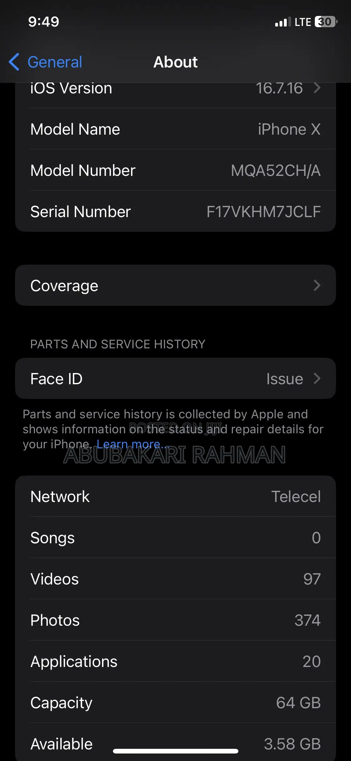Apple iPhone X 64 GB Black