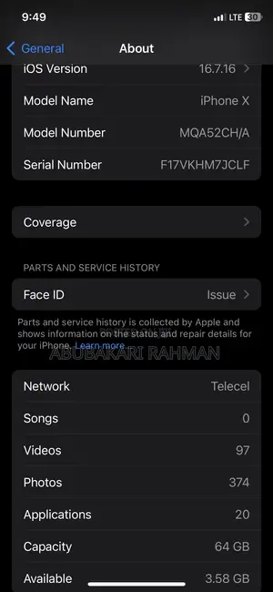 Apple iPhone X 64 GB Black