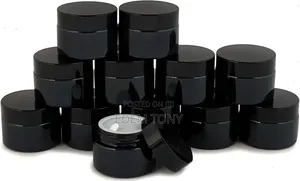 20g Thick Black UV Protection Small Glass Jars With Lids 15ml -12pcs