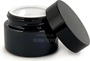 20g Thick Black UV Protection Small Glass Jars With Lids 15ml -12pcs
