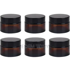 30g Thick Black UV Protection Small Glass Jars With Lids 15ml -12pcs