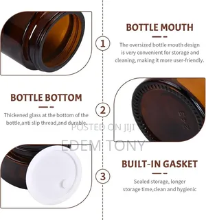 30g Thick Black UV Protection Small Glass Jars With Lids 15ml -12pcs