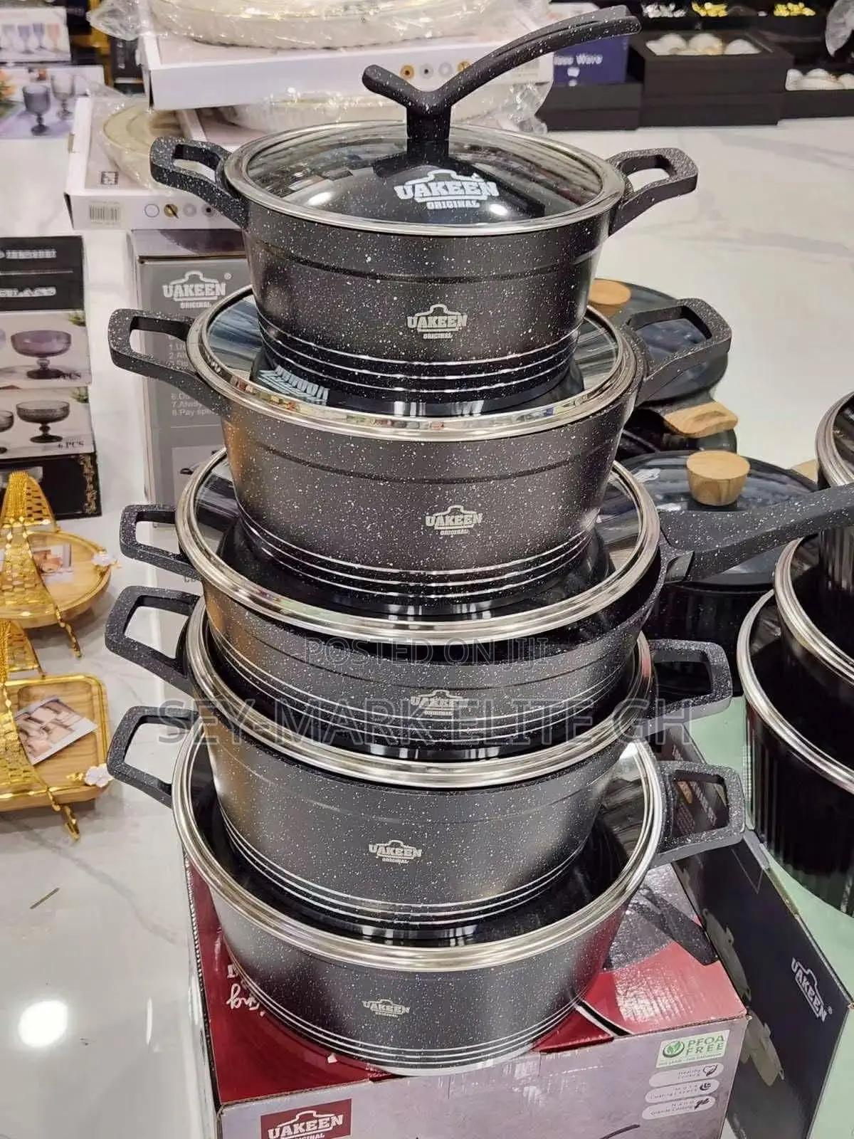 5 Set Uakeen Granite Nonstick Cookware