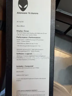 New Laptop Alienware 16 Aurora 16GB Intel Core 7 SSD 1T