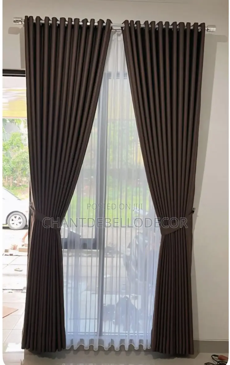 Coffee Brown Combo With Transparent Voile 4 in 1 Set