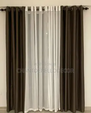Coffee Brown Combo With Transparent Voile 4 in 1 Set