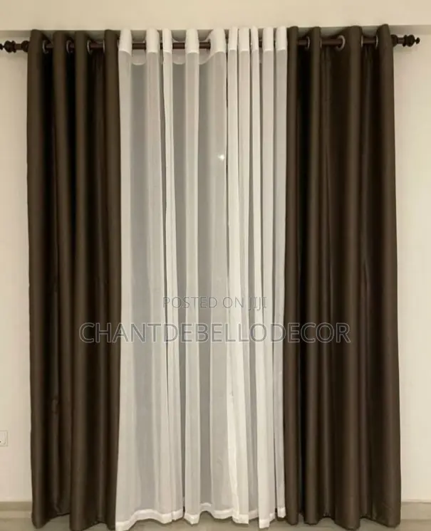 Coffee Brown Combo With Transparent Voile 4 in 1 Set