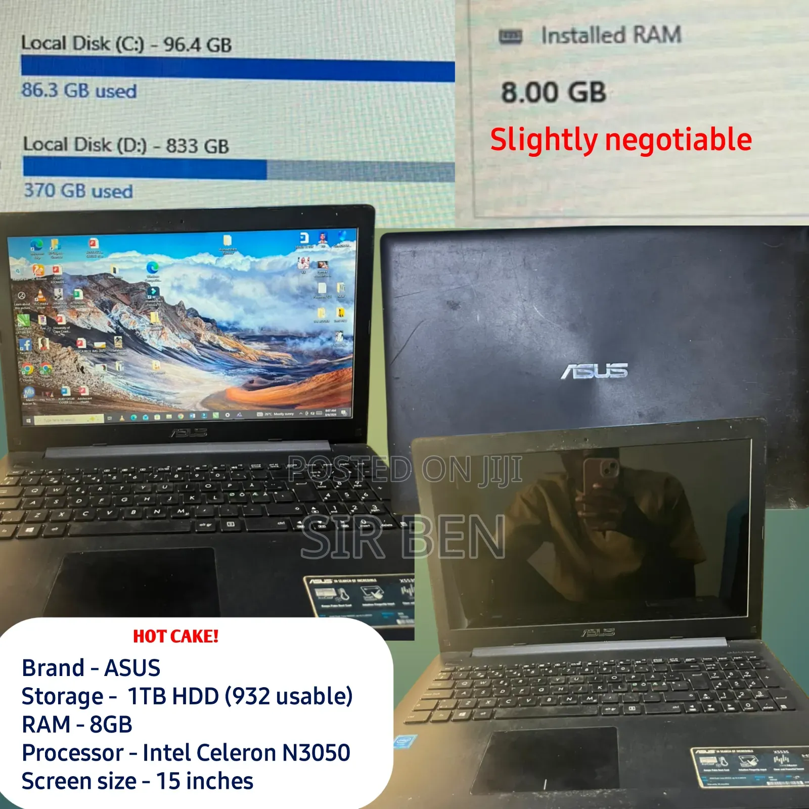 Laptop Asus 8GB Intel Celeron HDD 1T