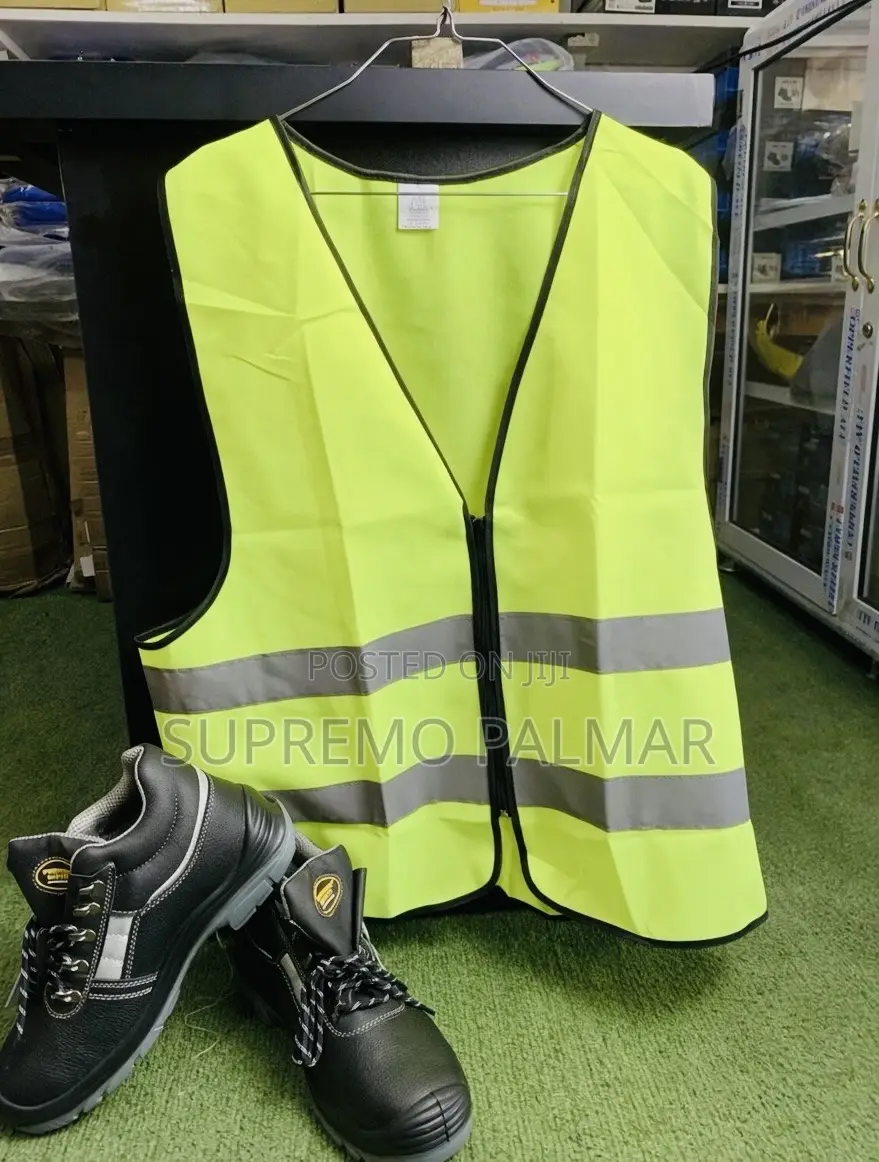 Hi-Vis Safety Vest -Neon Yellow Reflective Work With Full Front Zipper