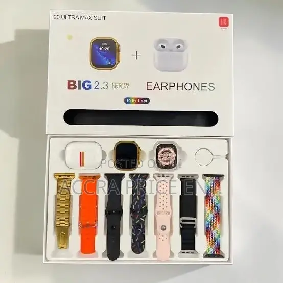 I20 Ultra Max Smart Watch With 7 Straps + FREE Earbuds (878878