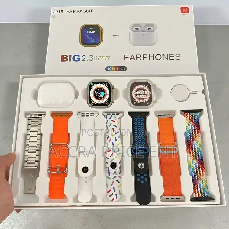 I20 Ultra Max Smart Watch With 7 Straps + FREE Earbuds (878878